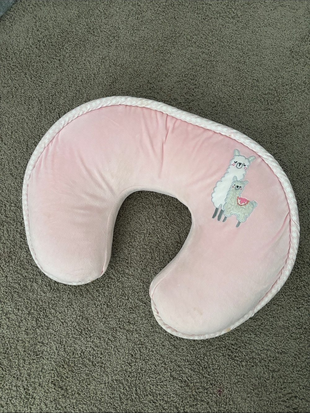 Pink Kids Nursing/Support Pillow with Llama Embroidery